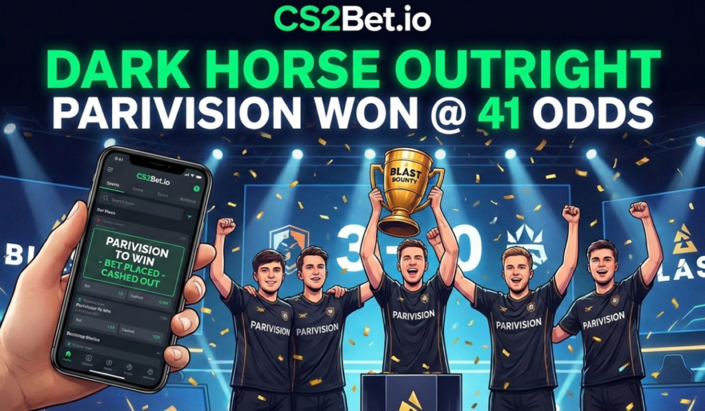 CS2Bet.io Dark Horse Outright PARIVISION at 41 odds Gets Cashed